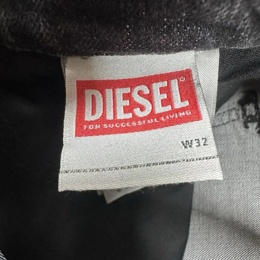 Diesel Jeans Mens 32x32 Black Denim Slim D-Strukt Stretch Distressed Grunge - Picture 9 of 11